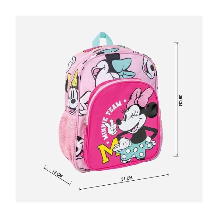 Mochila Escolar Minnie Mouse Fucsia 31 x 12 x 38 cm 4