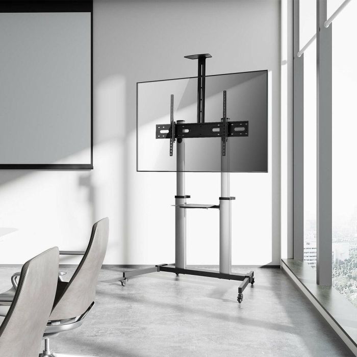 AISENS - SOPORTE DE SUELO PRO CON RUEDAS, BANDEJAS PARA DVD Y SOPORTE DE CAMARA PARA MONITOR/TV 100KG DE 60-100, NEGRO-PLATA 1 AISENS - SOPORTE DE SUELO PRO CON RUEDAS, BANDEJAS PARA DVD Y SOPORTE DE CAMARA PARA MONITOR/TV 100KG DE 60-100, NEGRO-PLATA 1