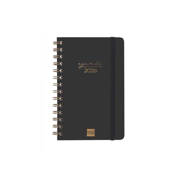Agenda Anual (2026) Catalan Finocam Espiral Alma Wire-O Tapa Extra Con Goma E5 117X181 S/V Apais. Negre