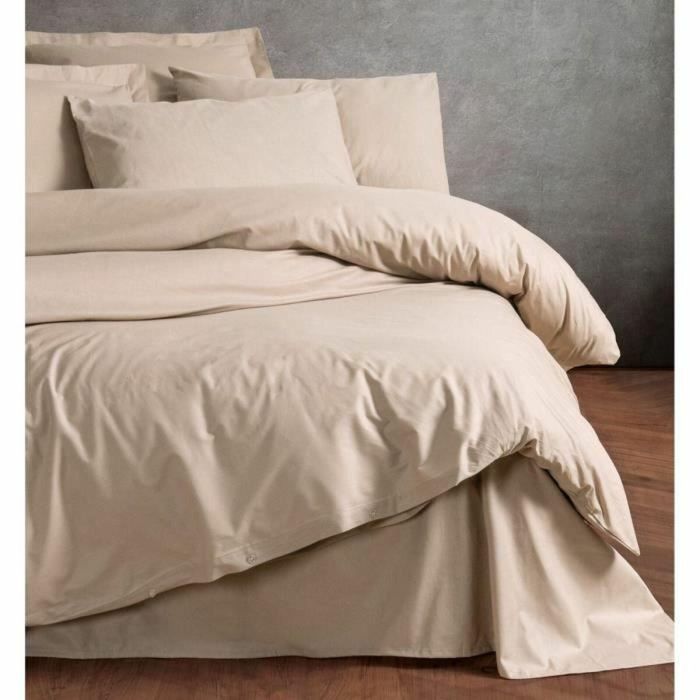 Juego de Cama 220x240 cm + 2 Fundas Almohada 60x60 cm 100% Algodón - Beige ASI8684282421221 2