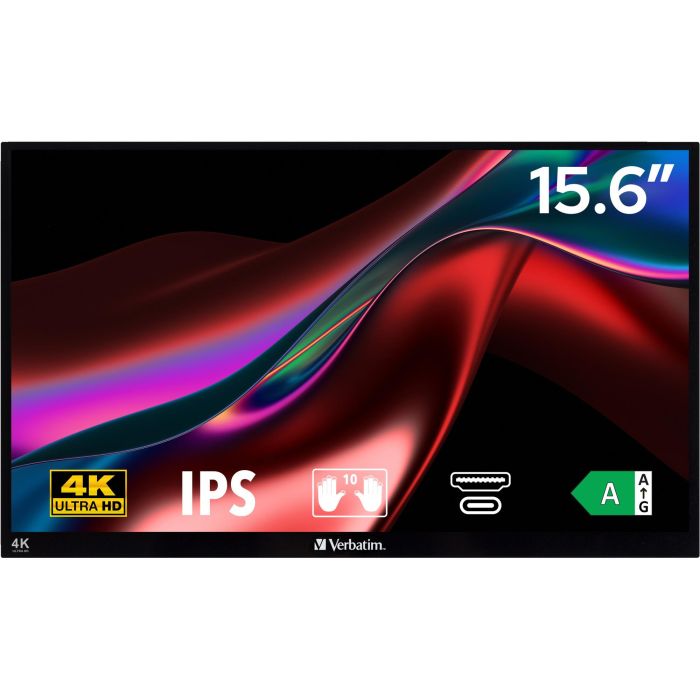 Verbatim PMT-15 Monitor Portátil Táctil 15.6" 4K UHD 3840x2160 LCD IPS 6ms HDR USB-C HDMI Negro 2 Verbatim PMT-15 Monitor Portátil Táctil 15.6" 4K UHD 3840x2160 LCD IPS 6ms HDR USB-C HDMI Negro 2