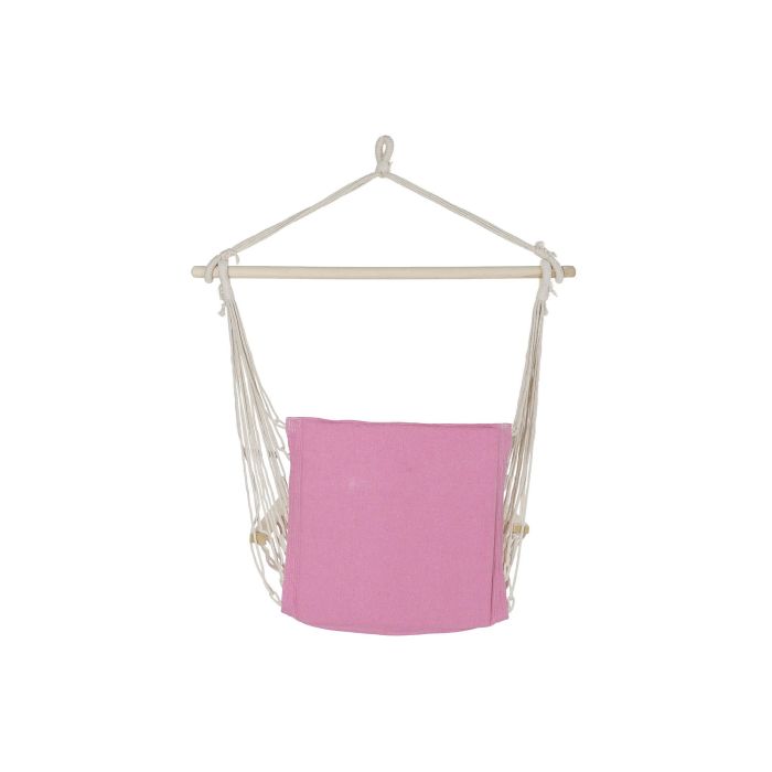 DKD Home Decor Silla Colgante de Jardín y Terraza, Rosa, de Algodón, Poliéster y Pino, 97x54x100 cm, Soporta hasta 110 kg 5