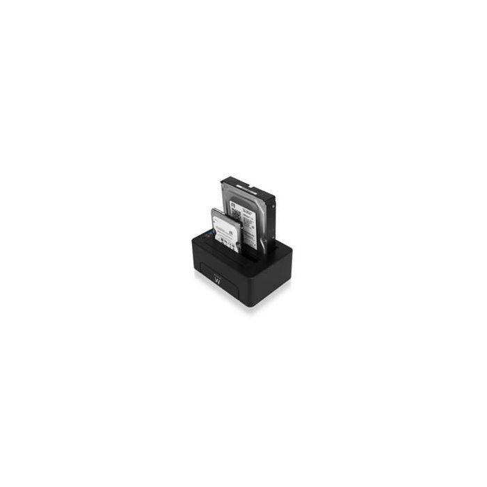 Ewent Estación de Acoplamiento Dual EW7014 para HDD/SSD SATA 2.5/3.5, Clonación sin PC, USB 3.0