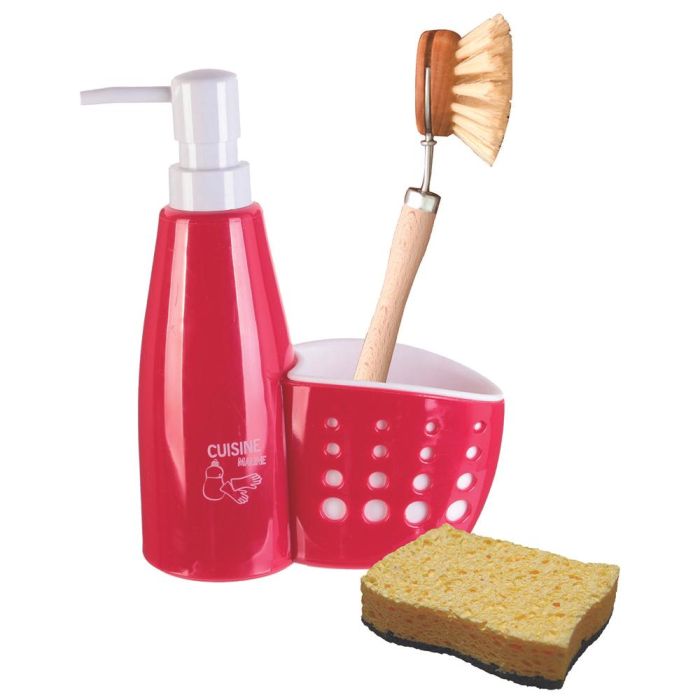 Je cherche une Idee Dispensador con Portaestropajo Integrado Plástico Colores Surtidos Medida h.20,5 cm 3