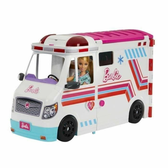 Barbie HKT79 Set de Juego Vehículo Médico Ambulancia y Clínica transformable con Muñeca de Moda, Sala de Consulta y Luces y Sonidos