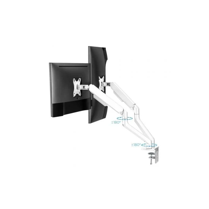 Tooq Soporte de Mesa para 2 Monitores DB4132TNR-W Giratorio Inclinable hasta 9kg Blanco