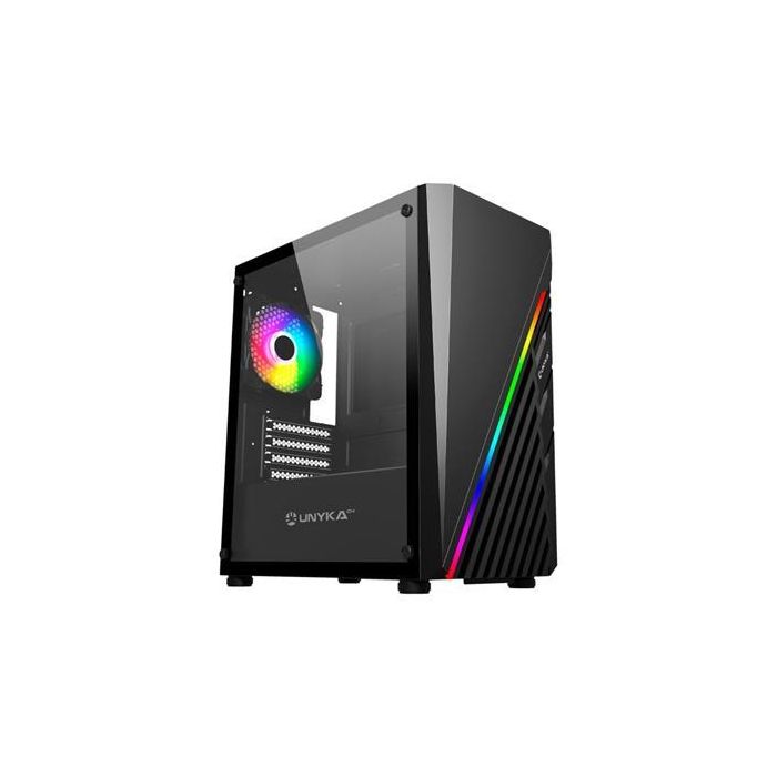 Unykach Caja Ordenador Gaming Mini Glayze Negra Micro ATX ARGB Cristal Templado