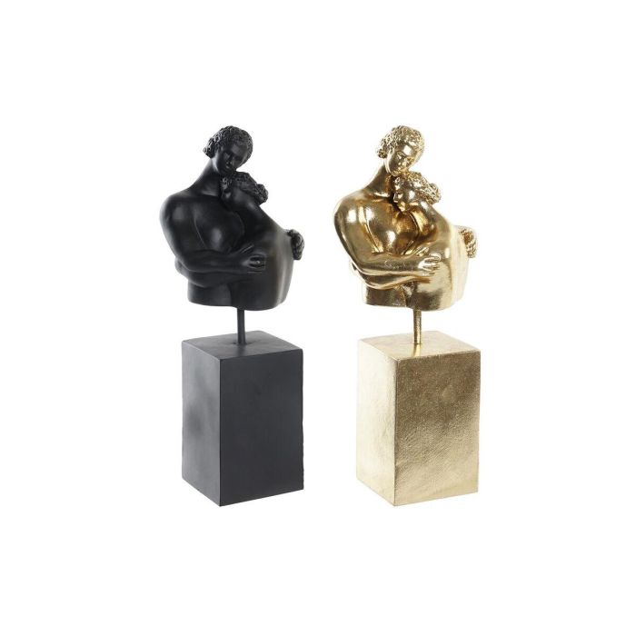 Figura Moderno DKD Home Decor Negro Dorado 13.5 x 37.5 x 15.5 cm (2 Unidades) Figura Moderno DKD Home Decor Negro Dorado 13.5 x 37.5 x 15.5 cm (2 Unidades)