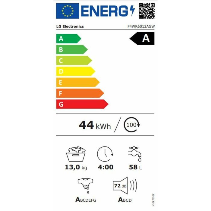 Lavadora LG F4WR6013AGW 60 cm 1400 rpm 13 kg Vapor 1