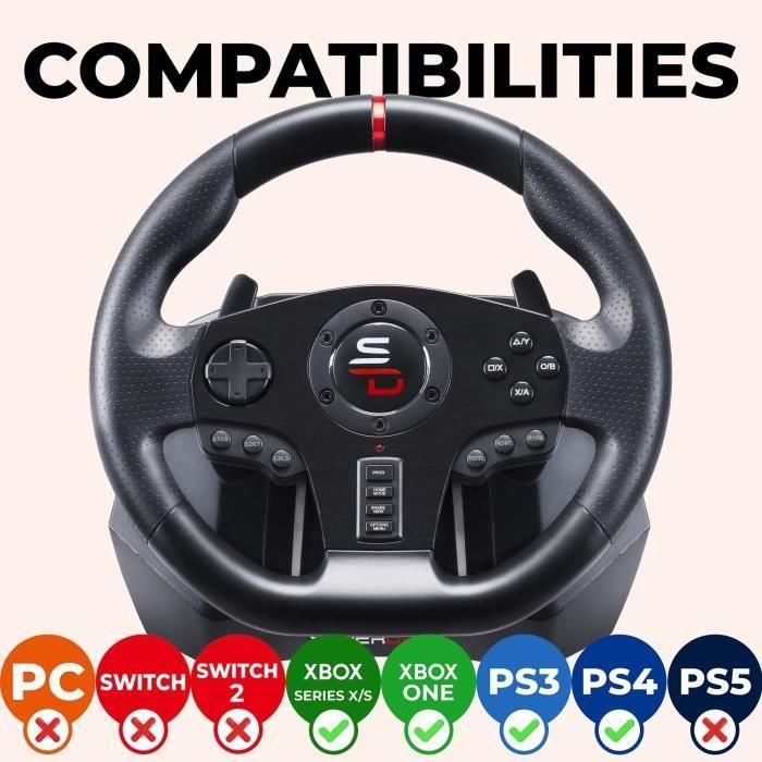 Volante de carreras - SUPERDRIVE - GS850-X - Cambio manual - 3 pedales - Levas - PS4 / Xbox 1 Volante de carreras - SUPERDRIVE - GS850-X - Cambio manual - 3 pedales - Levas - PS4 / Xbox 1