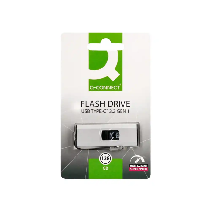 Q-connect Memoria USB 128 GB 3.2 Tipo C Flash Drive Plateado 1