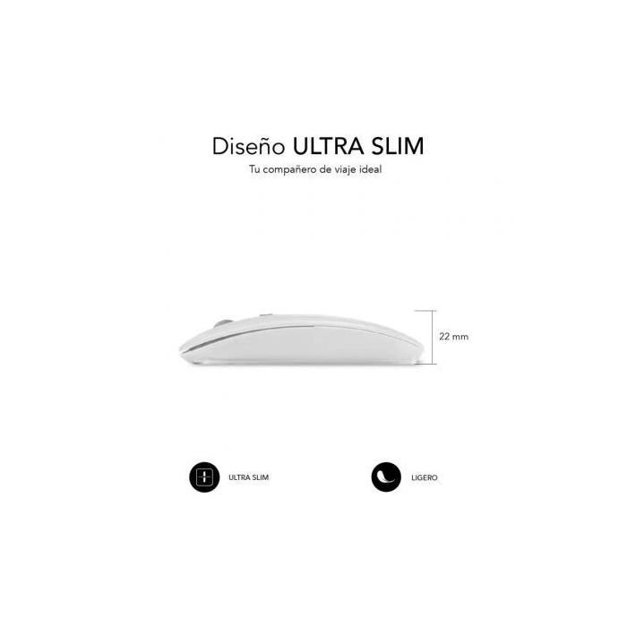 SUBBLIM Raton Dual Flat Mouse White Rechargeable