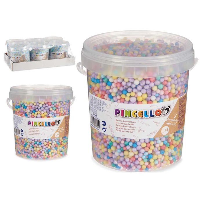 Bote de Bolas de Poliespan Multicolor Pincello 13.5x14x14.5 cm (6 Unidades) Bote de Bolas de Poliespan Multicolor Pincello 13.5x14x14.5 cm (6 Unidades)