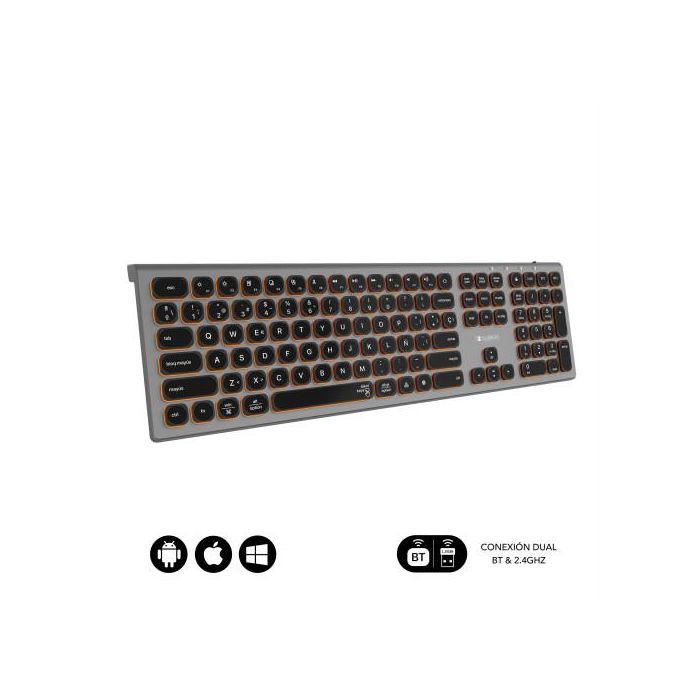 Subblim Teclado Bluetooth/2.4G Master Retroiluminado Extendido con Teclado Numérico y Conexión Multidispositivo USB-C Recargable QWERTY Español SUBKB-3MIE310 1