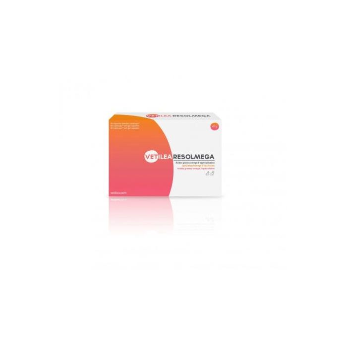 Vetilea Resolmega, 60 Cápsulas de Aceite de Pescado con Omega 3 para Perros y Gatos – Soporte en Inflamación