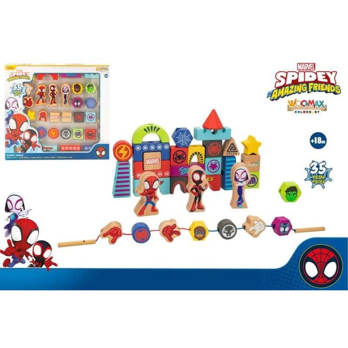 Juego de construccion de madera spidey amazing friends & friends con 50 piezas 13