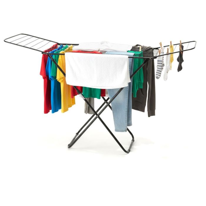 Inde Tendedero metálico extensible de 18 m, color negro brillo, largo 127 x ancho 51 x alto 3.5 cm (6 Unidades) Inde Tendedero metálico extensible de 18 m, color negro brillo, largo 127 x ancho 51 x alto 3.5 cm (6 Unidades)