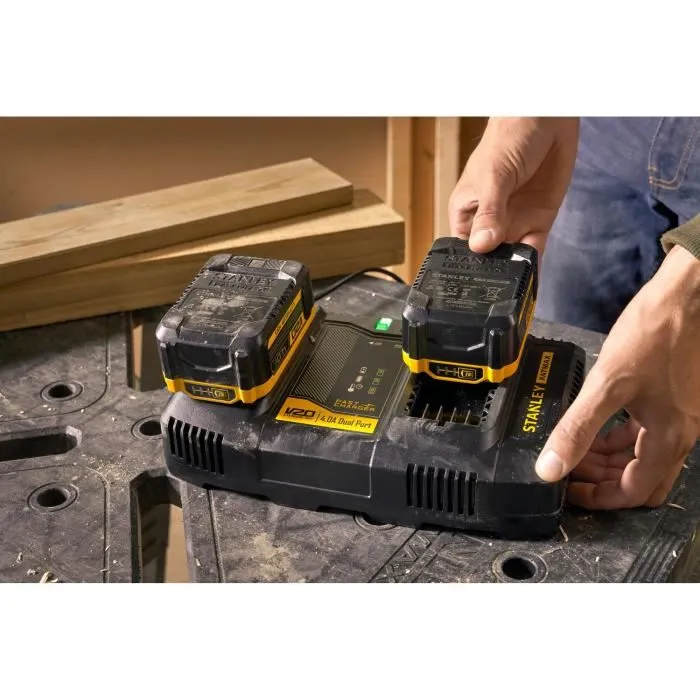 Stanley Fatmax Cargador Doble 18V 4A SFMCB24-QW Compatible Generación V20 3