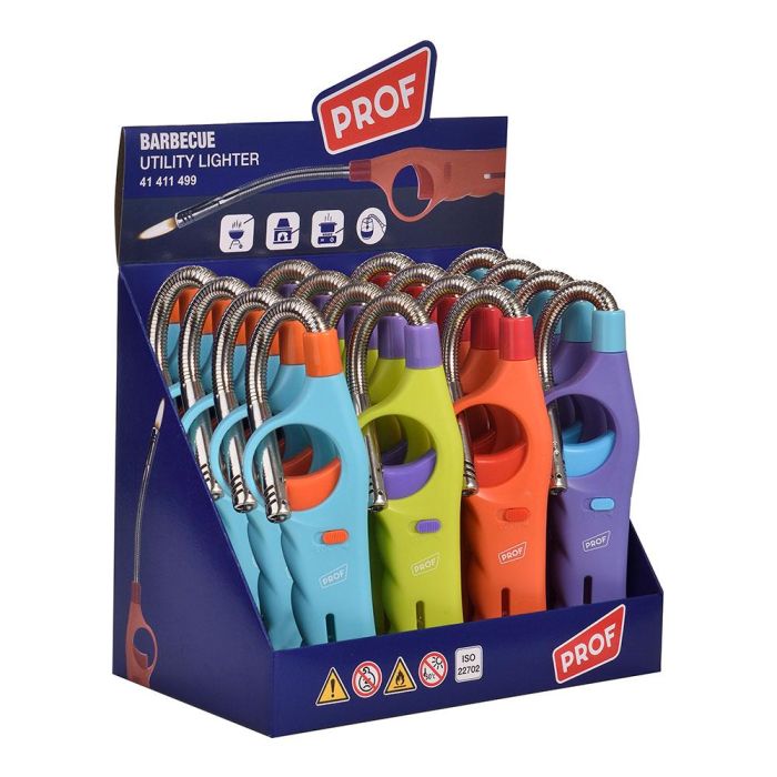 Prof Encendedor electrónico recargable con cuello flexible, colores surtidos 0 Prof Encendedor electrónico recargable con cuello flexible, colores surtidos 0