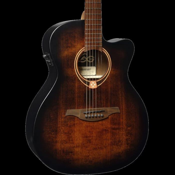 LAG Tramontane 70 A/E Guitarra Acústica Electroacústica Auditorium Cutaway Black & Brown Burst