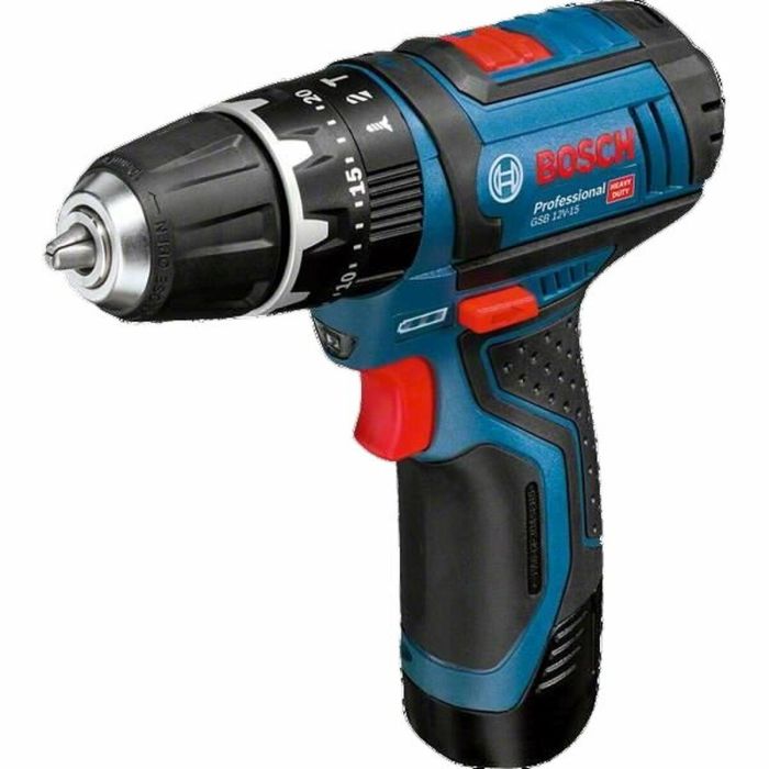 Taladro atornillador de impacto BOSCH PROFESSIONAL GSB 12V-15 + 2 baterías 2,0Ah + GAL 12V-20 + bolsa 4