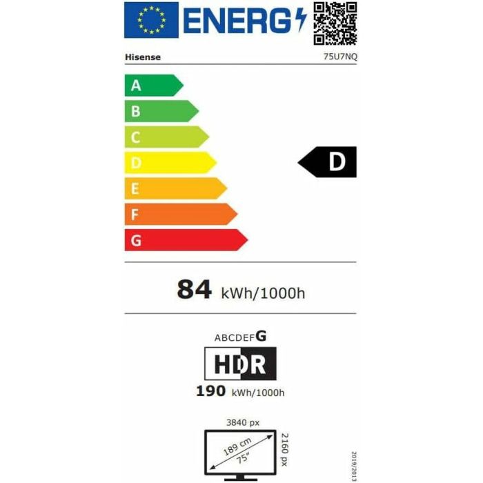 Hisense 75E7NQ Televisor 190,5 cm (75") 4K Ultra HD Smart TV Wifi Negro 350 cd / m² 1 Hisense 75E7NQ Televisor 190,5 cm (75") 4K Ultra HD Smart TV Wifi Negro 350 cd / m² 1