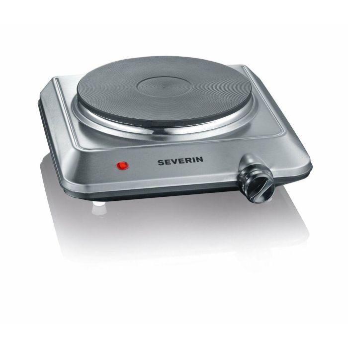 Severin KP1092 Placa Eléctrica Rechaud 1500W, Diámetro 18 cm, Termostato Regulable, Acero Inoxidable para Cocina Pequeña 1