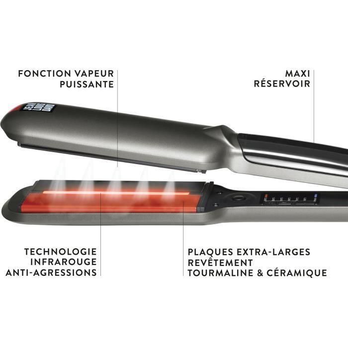 Jean Louis David 39968 Alisador de Pelo Infrarrojos y Vapor STEAM PROTECT, Placas Cerámica Turmalina, Temperatura Ajustable 150-230°C, 50W, Tanque 30ml 1 Jean Louis David 39968 Alisador de Pelo Infrarrojos y Vapor STEAM PROTECT, Placas Cerámica Turmalina, Temperatura Ajustable 150-230°C, 50W, Tanque 30ml 1
