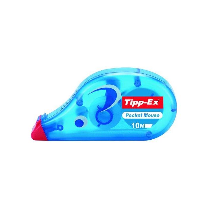 Bic Tipp-Ex 8207892 Cinta Correctora Pocket Mouse 4.2mm x 10m, 10 Unidades, Escritura Instantánea, Precisión para Diestros y Zurdos
