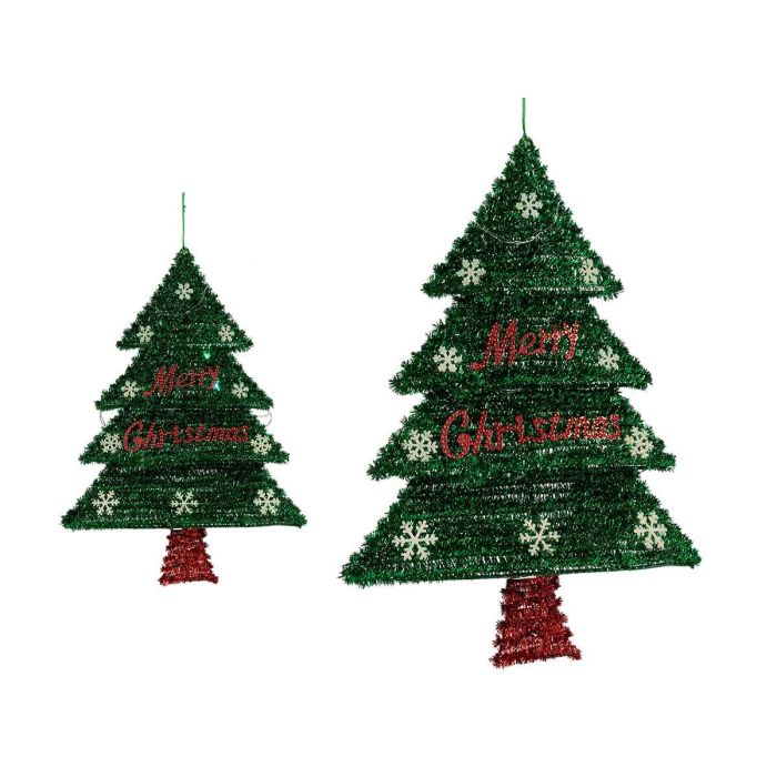 Árbol de Navidad Espumillón para Pared con LED Verde Krist+ 44x58x7 cm (12 Unidades) Árbol de Navidad Espumillón para Pared con LED Verde Krist+ 44x58x7 cm (12 Unidades)