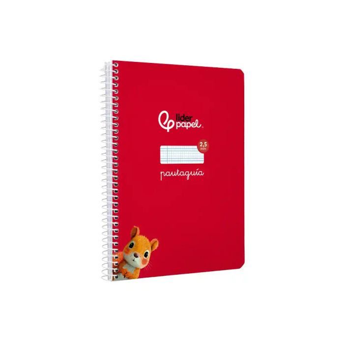 Liderpapel Cuaderno espiral Pautaguía A5 tapa blanda 40 hojas 75gr cuadro pautado 2,5mm color rojo 4