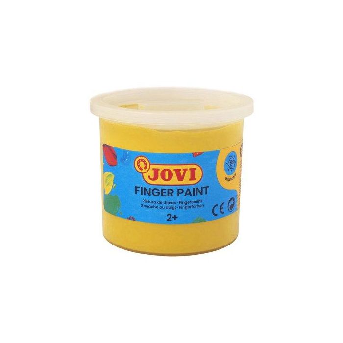 Jovi Estuche con 5 Botes de Pintura de Dedos 125 mL, Color Amarillo