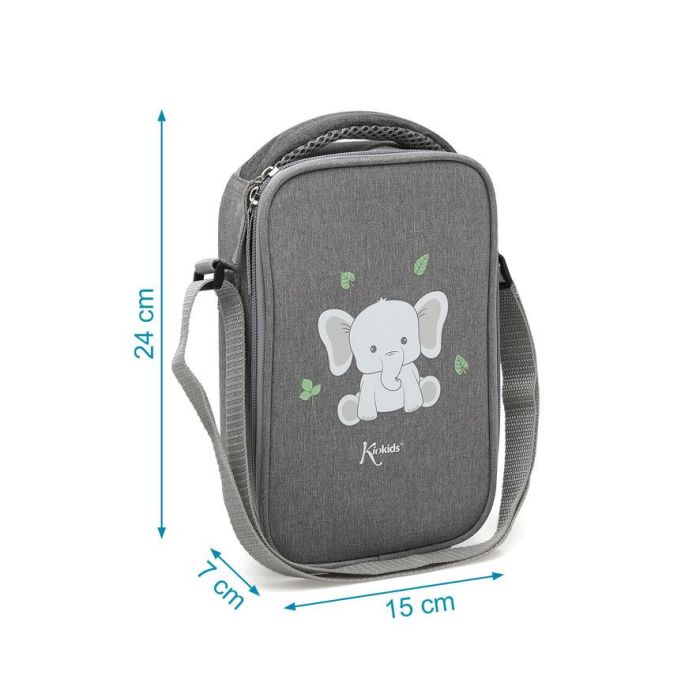 KioKids Dolci Amici Bolsa Térmica Elefante Gris Conserva Calor y Frío 2.5L para Niños +0 Meses 3