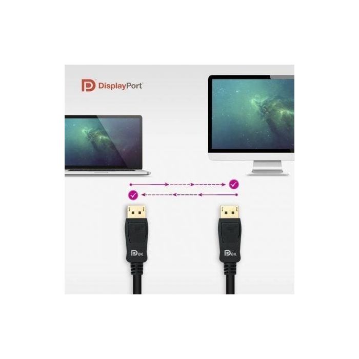 Nanocable 10.15.2501-L150 Cable DisplayPort 1.4 8K@60Hz HDR Macho-Macho 1.5m Negro Certificado VESA, Conectores con Bloqueo 4 Nanocable 10.15.2501-L150 Cable DisplayPort 1.4 8K@60Hz HDR Macho-Macho 1.5m Negro Certificado VESA, Conectores con Bloqueo 4