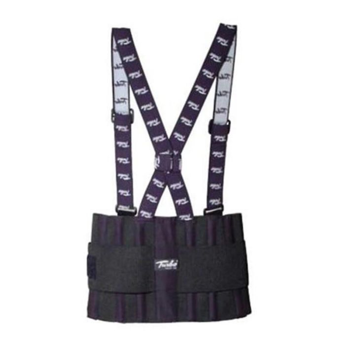TURBO 836 Faja Lumbar Track Air con Tirantes, Transpirable, Gran Contención, Ajustable con Velcro, Varillas de Acero, Tallas S-2XL, Negro