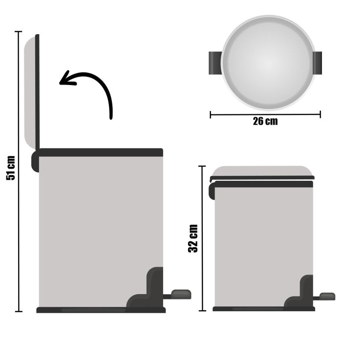 Papelera 7L Acero Inoxidable Con Pedal Berilo 27X30CM (4 Unidades) 2 Papelera 7L Acero Inoxidable Con Pedal Berilo 27X30CM (4 Unidades) 2