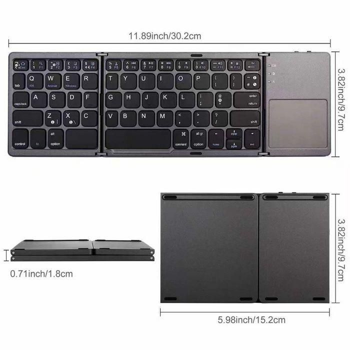 CoreParts Teclado Inalámbrico Plegable con Touchpad, Diseño US/English, Gris Oscuro 1