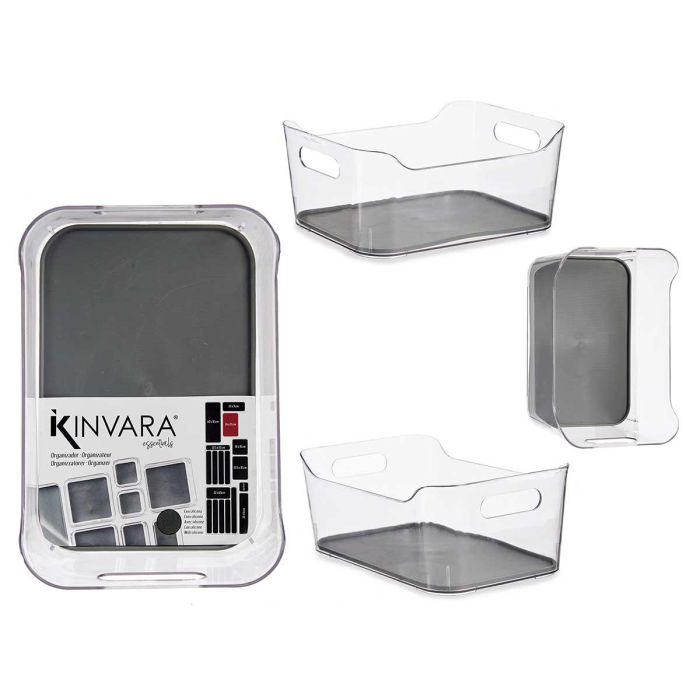 Organizador con antideslizante Kinvara 24 cm alto - Gris/Transparente (12 Unidades) Organizador con antideslizante Kinvara 24 cm alto - Gris/Transparente (12 Unidades)