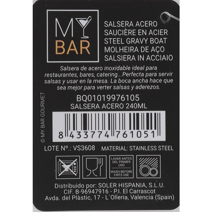 Salsera de acero inoxidable 240 ml - My Bar (12 Unidades) 4 Salsera de acero inoxidable 240 ml - My Bar (12 Unidades) 4