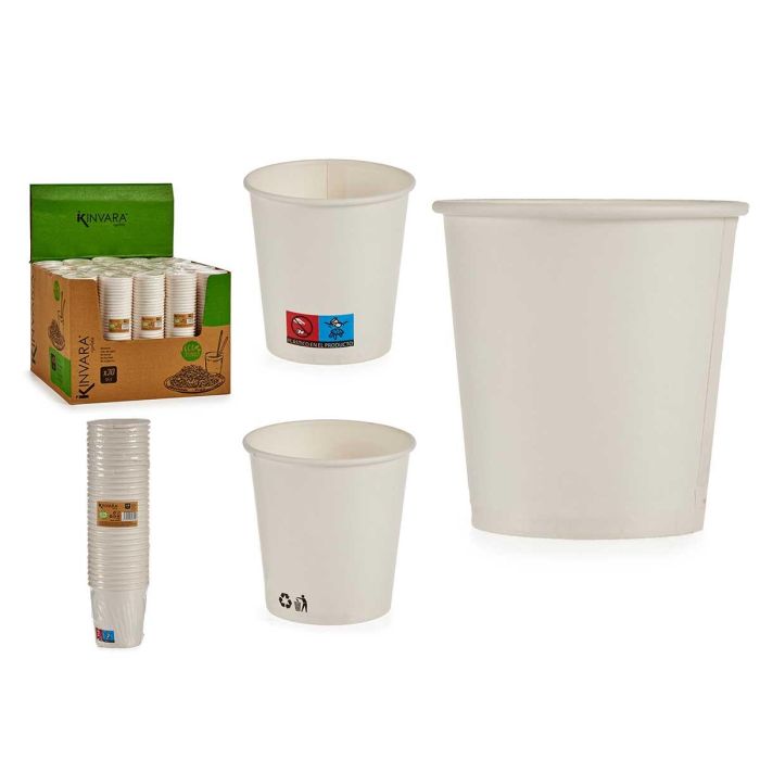 Set 30 Vasos Biodegradables Kinvara 120 ml - 6.1x19x6.1 cm, Blanco (75 Unidades) Set 30 Vasos Biodegradables Kinvara 120 ml - 6.1x19x6.1 cm, Blanco (75 Unidades)