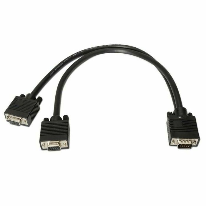 AISENS - CABLE BIFURCADOR SVGA, HDB15/M-2XHDB15/H, NEGRO, 45 CM
