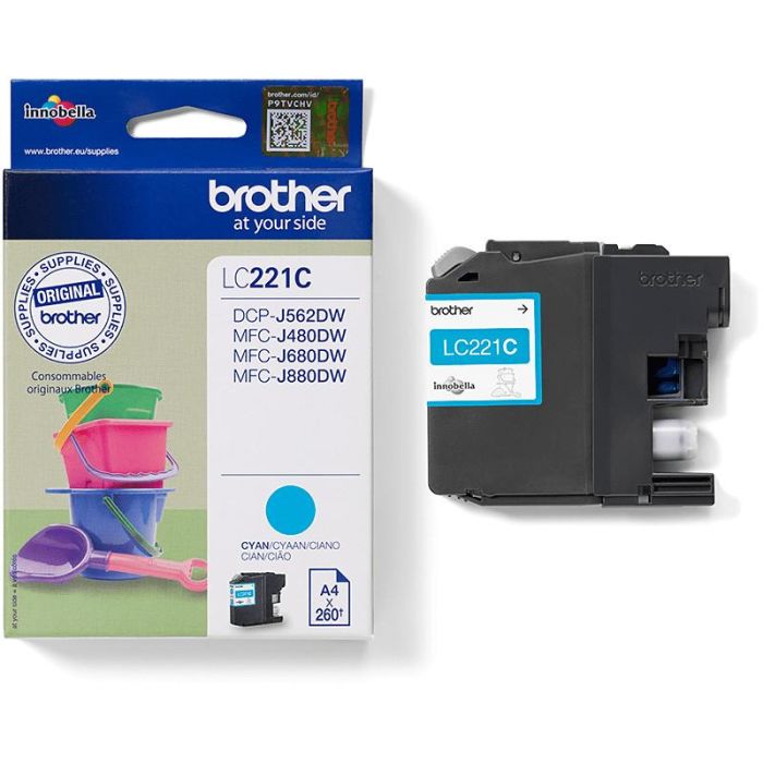Brother LC221C Cartucho de Tinta Original Cyan para Impresora - Rendimiento 260 Páginas 3 Brother LC221C Cartucho de Tinta Original Cyan para Impresora - Rendimiento 260 Páginas 3