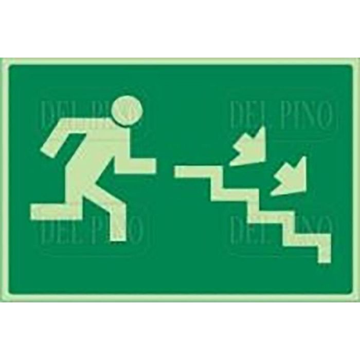 Duver 967 Señal de Plástico Luminiscente de Escalera con Flecha Derecha Abajo 297x210 mm
