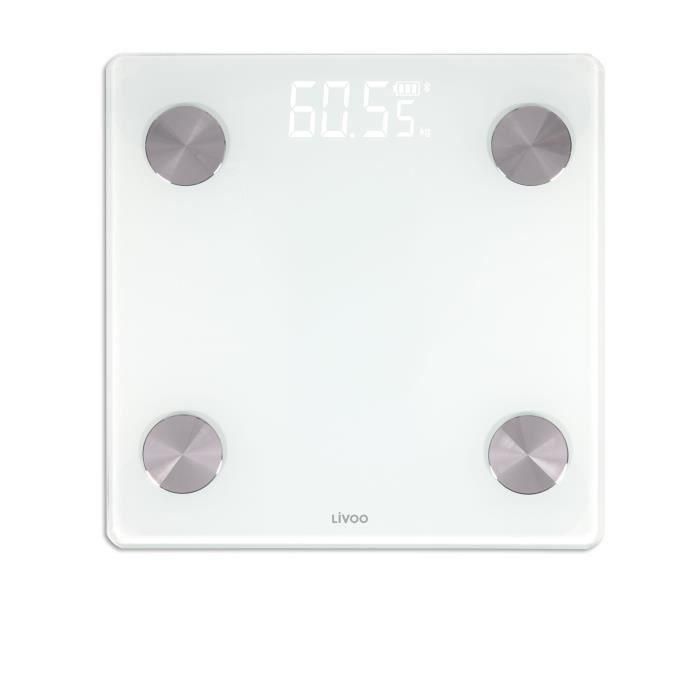 Livoo Báscula de impedancia conectada DOM528W, 17 indicadores, Máx. 180 kg, 8 perfiles de usuario, Pantalla LED, Blanco 1