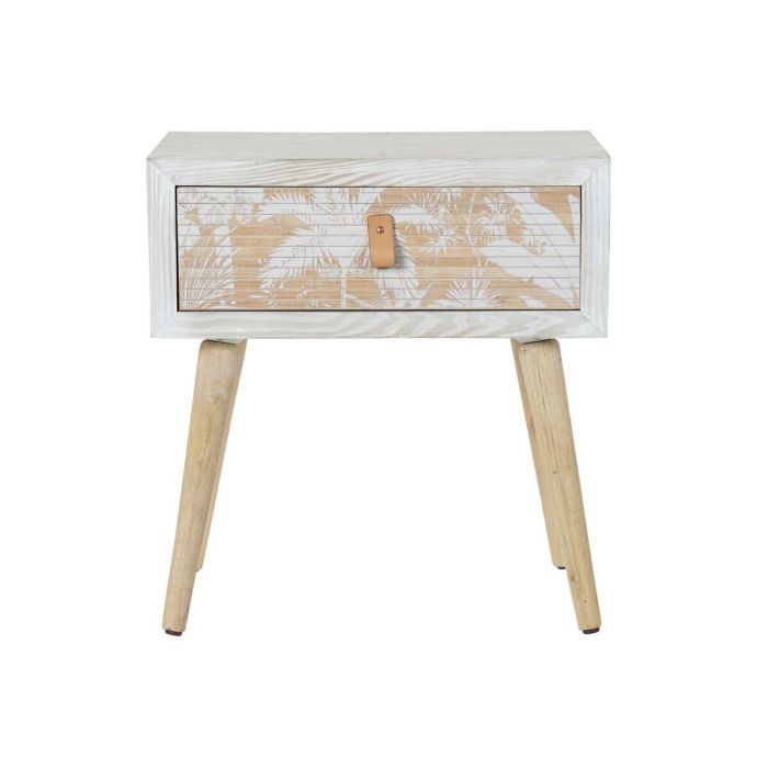 Mesita De Noche Tropical DKD Home Decor Blanco Natural 35 x 51 x 48 cm 2