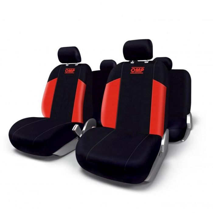 OMP Juego Fundas Asientos Coche Universal 11 Piezas Negro-Rojo OMP1035RS