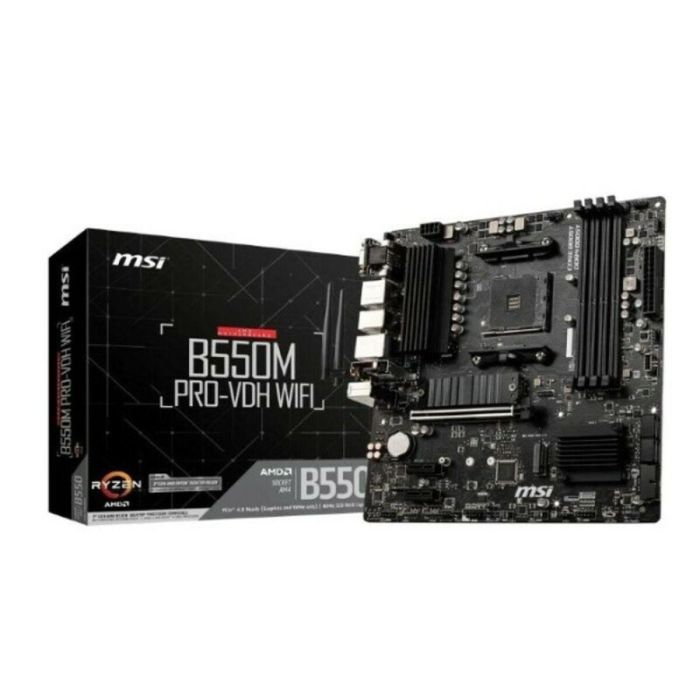 MSI B550M PRO-VDH WiFi Placa Base AMD AM4 mATX con WiFi para AMD Ryzen 3000 Series y DDR4 hasta 128 GB