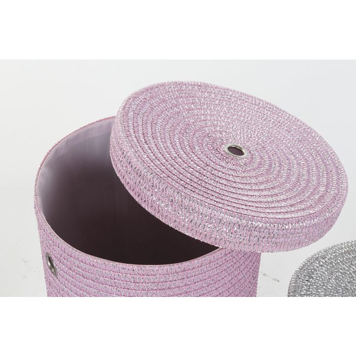 DKD Home Decor Cesta Basicos Set de 5 Rosa Gris 42 x 52.5 x 42 cm
