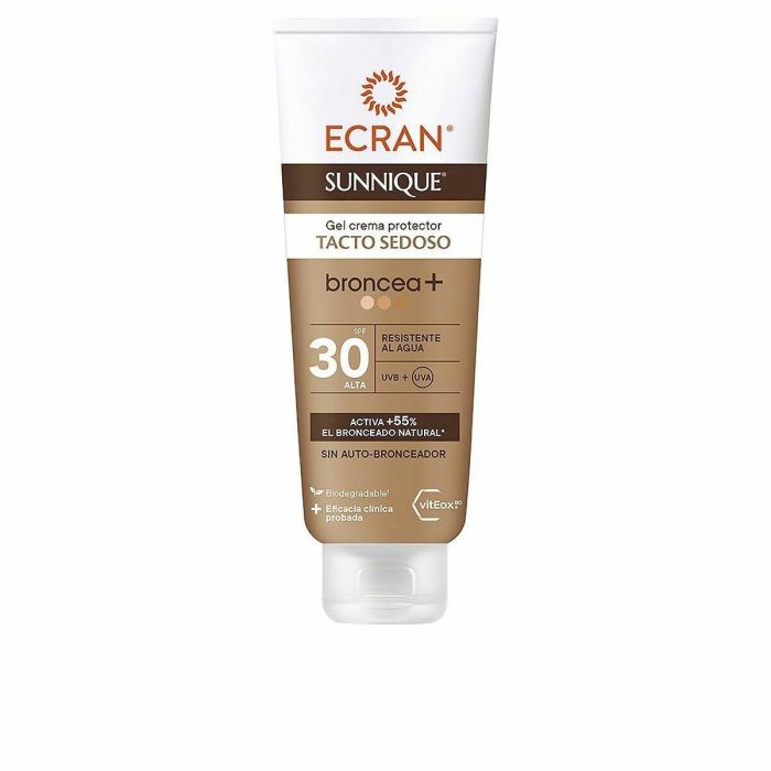 Ecran Sunnique Broncea+ Gel-Crema Protector Solar Corporal SPF30 No Autobronceador, Piel Hidratada y Bronceado Natural 250 ml
