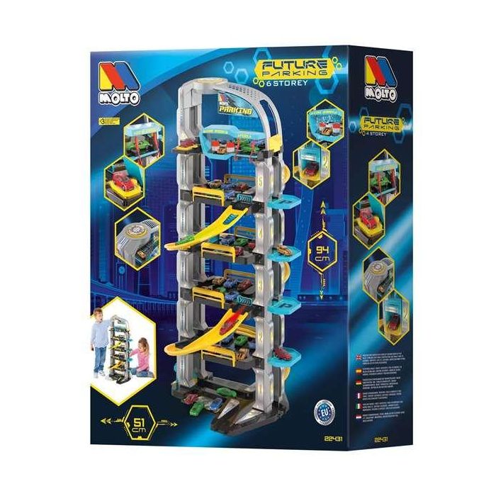 Molto Parking Future 6 plantas 152 cm, Pista de coches con helipuerto y elevador automático para niños 3+ años 0 Molto Parking Future 6 plantas 152 cm, Pista de coches con helipuerto y elevador automático para niños 3+ años 0